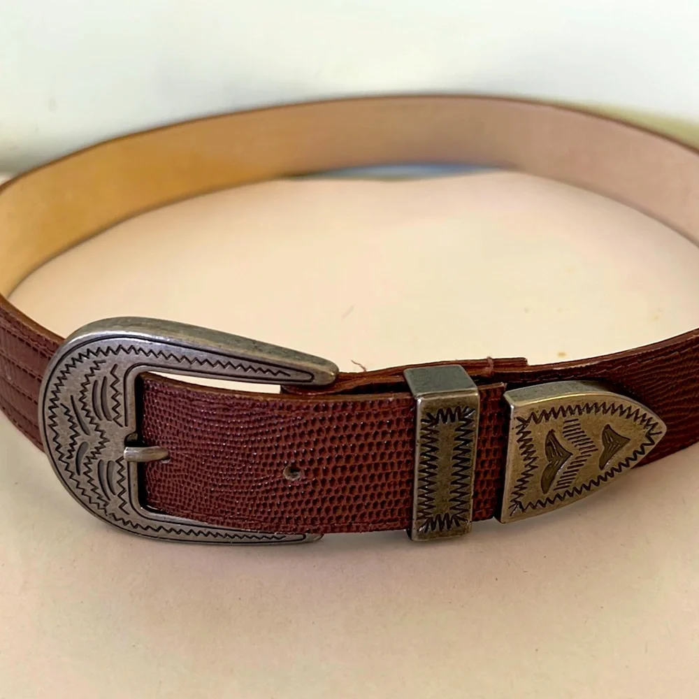 Western Belt Sz 10 Brown Embossed Rodeo Faux Leather